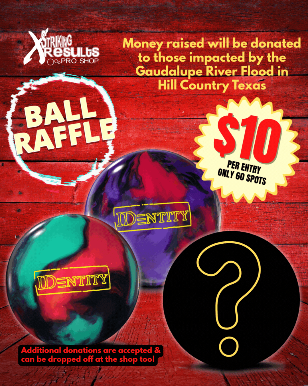 striking results pro shop ball raffle benefiting Hill Country of Texas